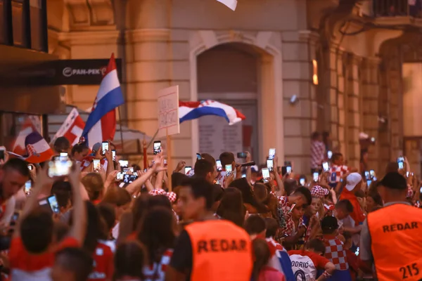 Zagreb Croacia Julio 2018 Selección Nacional Croacia Bienvenida Celebración Del — Foto de Stock