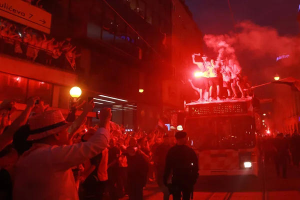 Zagreb Croacia Julio 2018 Selección Croacia Bienvenida Celebración Del Segundo — Foto de Stock