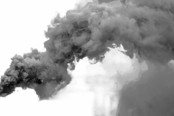 Černý Kouř Izolované Bílém Pozadí — Stock fotografie
