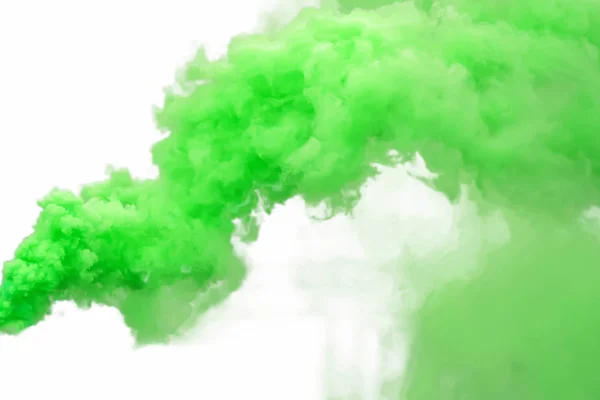 Green Smoke Isolated White Background — Stock Photo, Image