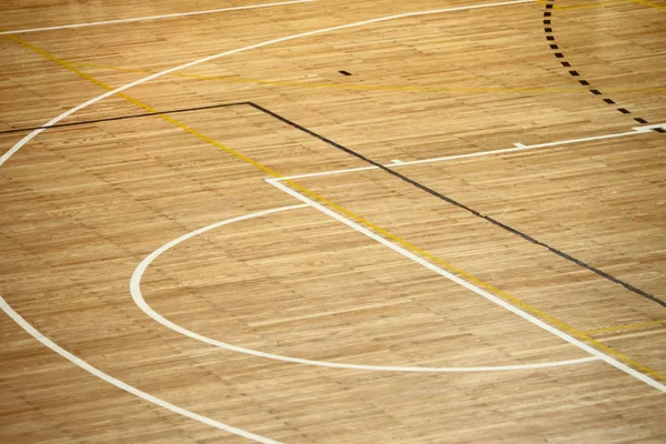 Lijnen Van Houten Vloer Basketbalveld Sporthal — Stockfoto