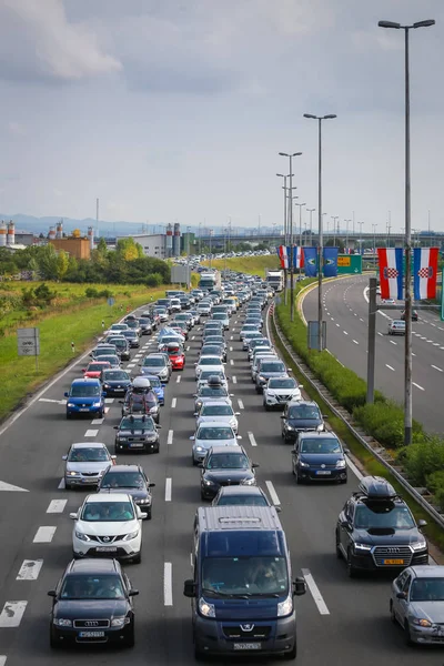 Zagreb Kroatien Augusti 2018 Stor Trafikstockning Grund Det Stora Antalet — Stockfoto