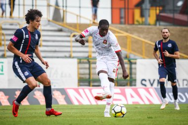 Velika Gorica, Hırvatistan - 25, Ağustos 2018: İlk futbol Hırvat Ligi Hrvatski Telekom, Hnk Gorica ve Rudes tarihinde Gorica stadyum arasında futbol oyunu. Miya Faruku eylem. 