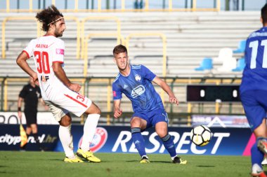 Velika Gorica, Hırvatistan - 15, Eylül 2018: İlk futbol Hırvat Ligi Hrvatski Telekom, Hnk Gorica ve Dinamo Gorica Stadı arasında oyun. Daniel Olmo eylem.