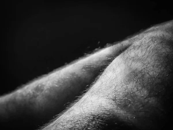 Black White View Hair Leg Adult Man — Stock Photo, Image