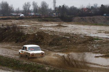 Sveta tepe, Hırvatistan - 25 Kasım 2018. 9 ralli Santa Domenica göster. Tibor Racz ve Viktor Lada 2101 yarış Hetesi kimden Macaristan.