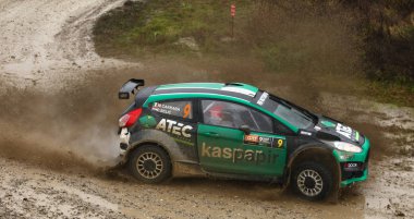 Sveta tepe, Hırvatistan - 25 Kasım 2018. 9 ralli Santa Domenica göster. Ford Fiesta R5 Evo2 Marco Carrara ve Davor Belic yarış.
