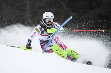 Zagreb, Hırvatistan - 5 Ocak 2019: Çek Cumhuriyeti 'nden Gabriela Capova, Hırvatistan' ın başkenti Zagreb 'de düzenlenen Audi Fis Alpine Dünya Kayak Şampiyonası Bayanlar Slalom, Kar Kraliçesi Kupası 2019' da yarıştı.