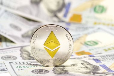 Dolar faturaları üzerinde görüntülenen Cryptocurrency 
