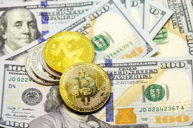 Dolar faturaları üzerinde görüntülenen Cryptocurrency 