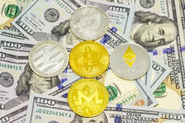 Dolar faturaları üzerinde görüntülenen Cryptocurrency 