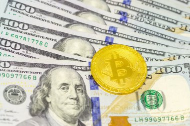 Dolar faturaları üzerinde görüntülenen Cryptocurrency 