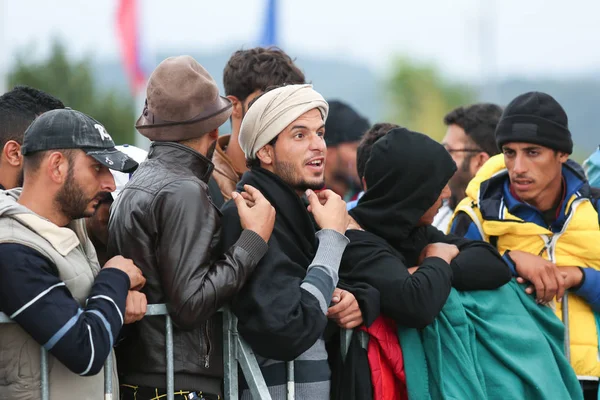 Syrische Flüchtlinge an slowenischer Grenze — Stockfoto