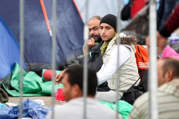 Refugiados sirios en la frontera eslovena — Foto de Stock