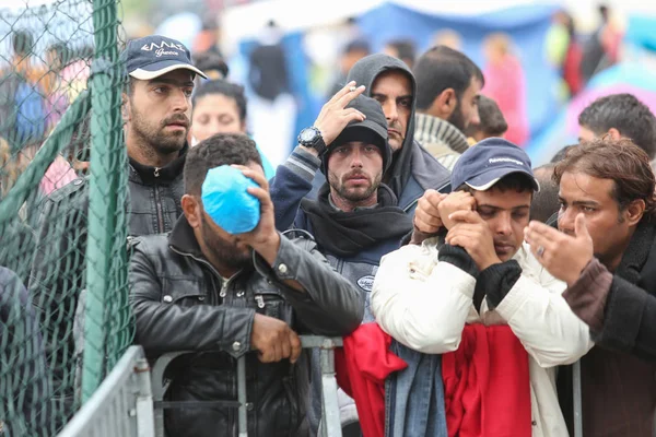 Syrische Flüchtlinge an slowenischer Grenze — Stockfoto