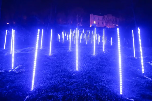 Záhřeb Chorvatsko Března 2018 Festival Světel Nainstalované Barevné Neonové Lampy — Stock fotografie