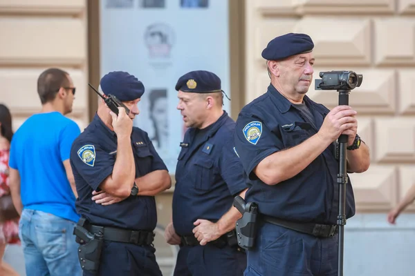 Загреб Хорватія Вересень 2018 Поліція Записує Відео Протестів Проти Правлячої — стокове фото