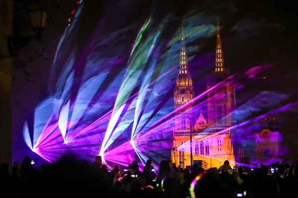 Zagreb Croacia Marzo 2017 Festival Luces Zagreb Croacia Gente Espectáculo Imágenes De Stock Sin Royalties Gratis