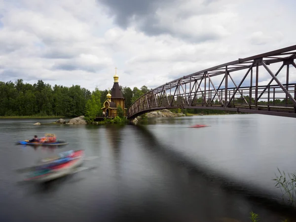 Río Vuoks Karelia Los Kayaks Están Navegando Río Abajo — Foto de Stock