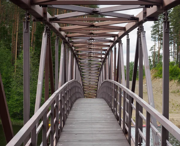 Wooden Bridge River View Symmetry — Stock Photo, Image