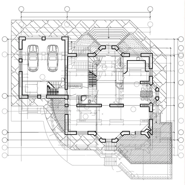 Contexto Arquitectónico Parte Projeto Arquitetônico Plano Arquitetônico Projeto Técnico Desenho — Vetor de Stock