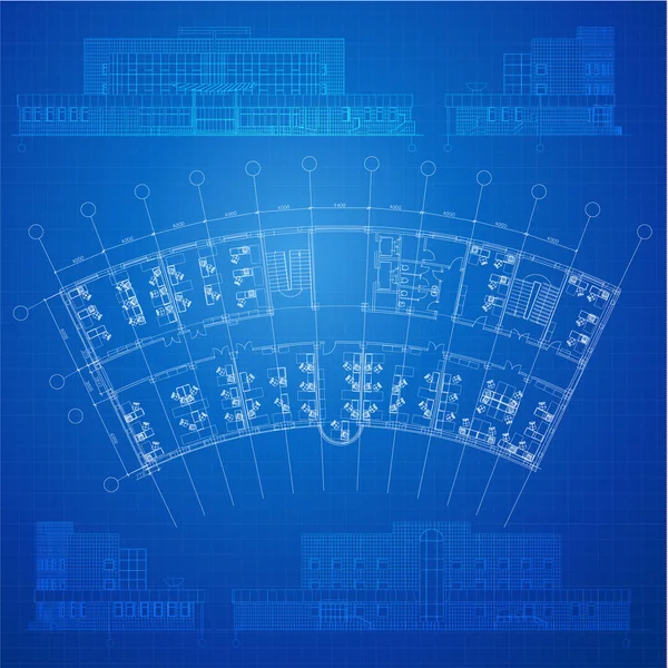 Urban Blueprint Vector Parte Del Proyecto Arquitectónico Plan Arquitectónico Proyecto — Vector de stock