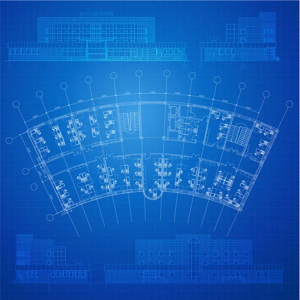 Міський Блакитний Відбиток Вектор Частина Архітектурного Проекту Архітектурного Плану Технічного Стокова Ілюстрація