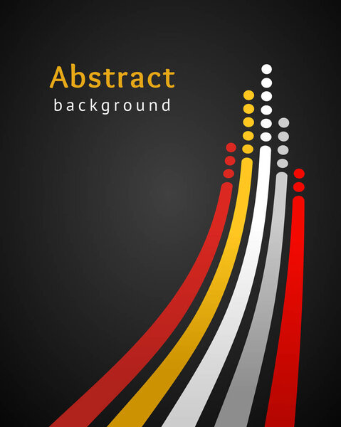 Colored stripes with circles over black background. Retro style