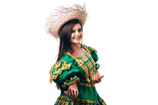 Бразильська Жінка Типовому Одязі Festa Junina — стокове фото
