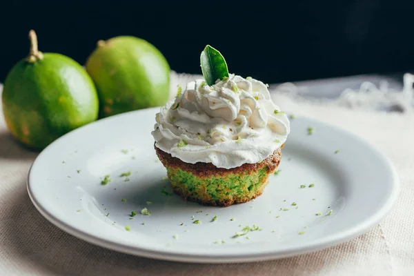 Lime Cupcake Lemon Cream Selective Focus Royalty Free Stock Photos