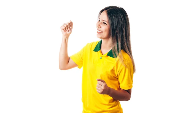 Tifoso Calcio Brasiliano Isolato Bianco — Foto Stock