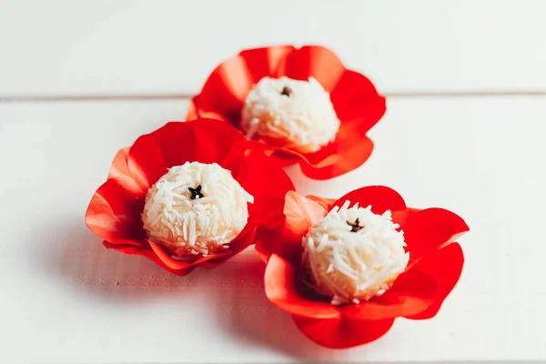 Beijinho Doce Artesanal Brasil Feito Com Leite Condensado Coco Crianças — Fotografia de Stock