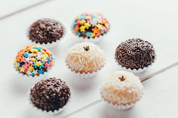 Bonbons Brésiliens Faits Main Xoinho Brigadeiro Commun Dans Fête Anniversaire — Photo