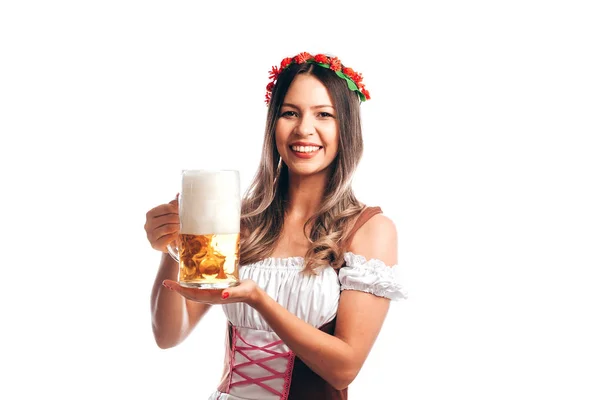 Beierse Vrouw Vieren Het Oktoberfest — Stockfoto