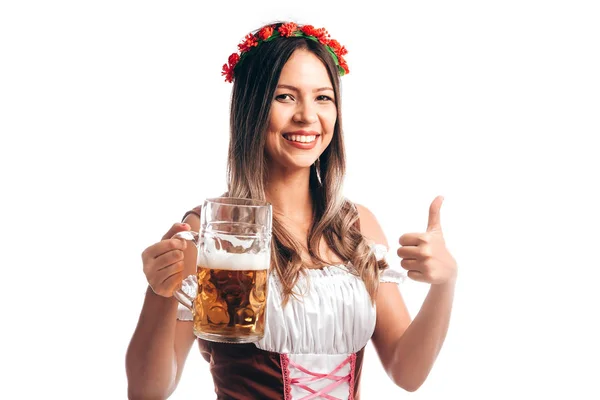 Beierse Vrouw Vieren Het Oktoberfest — Stockfoto