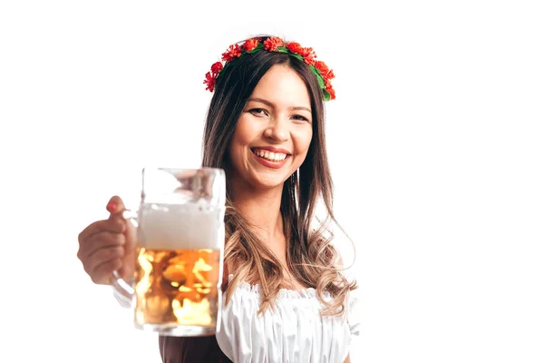 Beierse Vrouw Vieren Het Oktoberfest — Stockfoto