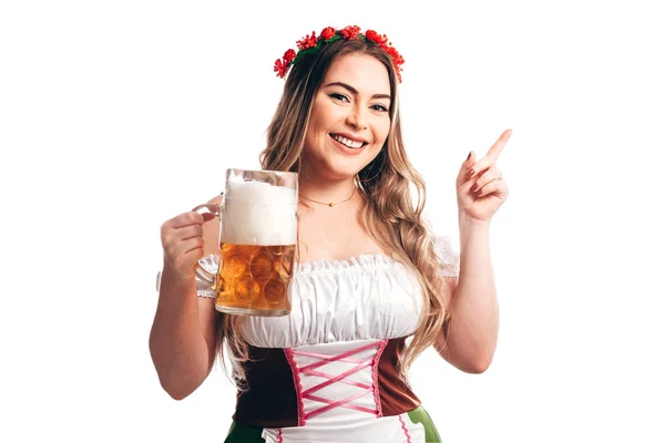 Mulher Bávara Comemorando Festa Oktoberfest — Fotografia de Stock