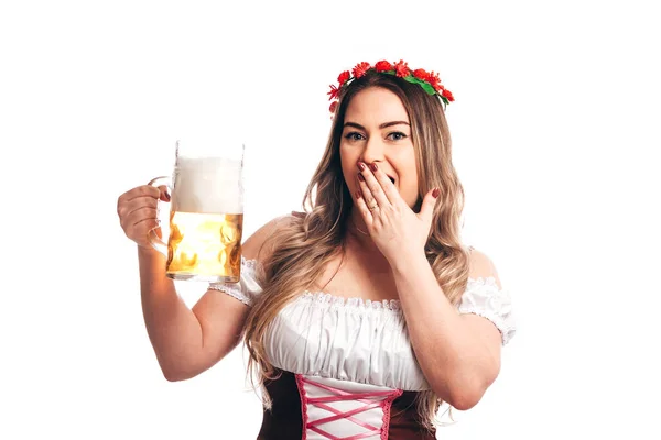 Баварські Жінка Святкування Пивного Свята Октоберфест — стокове фото