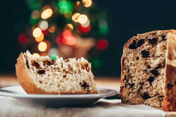 Christmas Cake Panettone Christmas Decorations — Stock Photo, Image