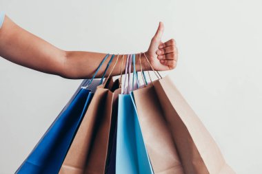 Close-Up el ile üç paperbags iyi bir iz gösteriliyor