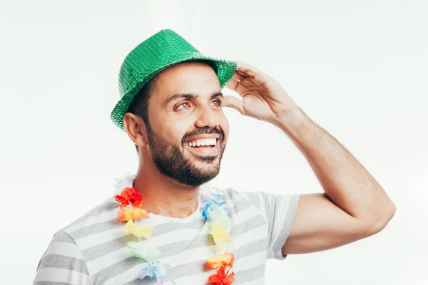 Portrait Young Brazilian Man Wearing Carnival Costume — Stock Photo, Image