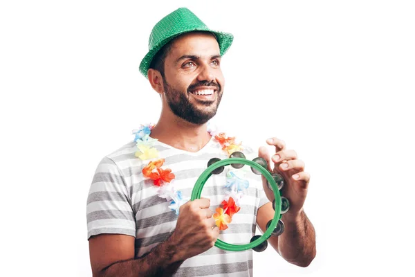 Portrét Mladého Brazilského Muž Karnevalový Kostým — Stock fotografie