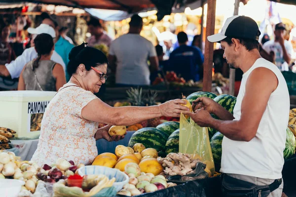 巴西伯南布哥州圣荷西 埃吉托 2018年9月29日 卖方在巴西当地农贸市场工作 — 图库照片