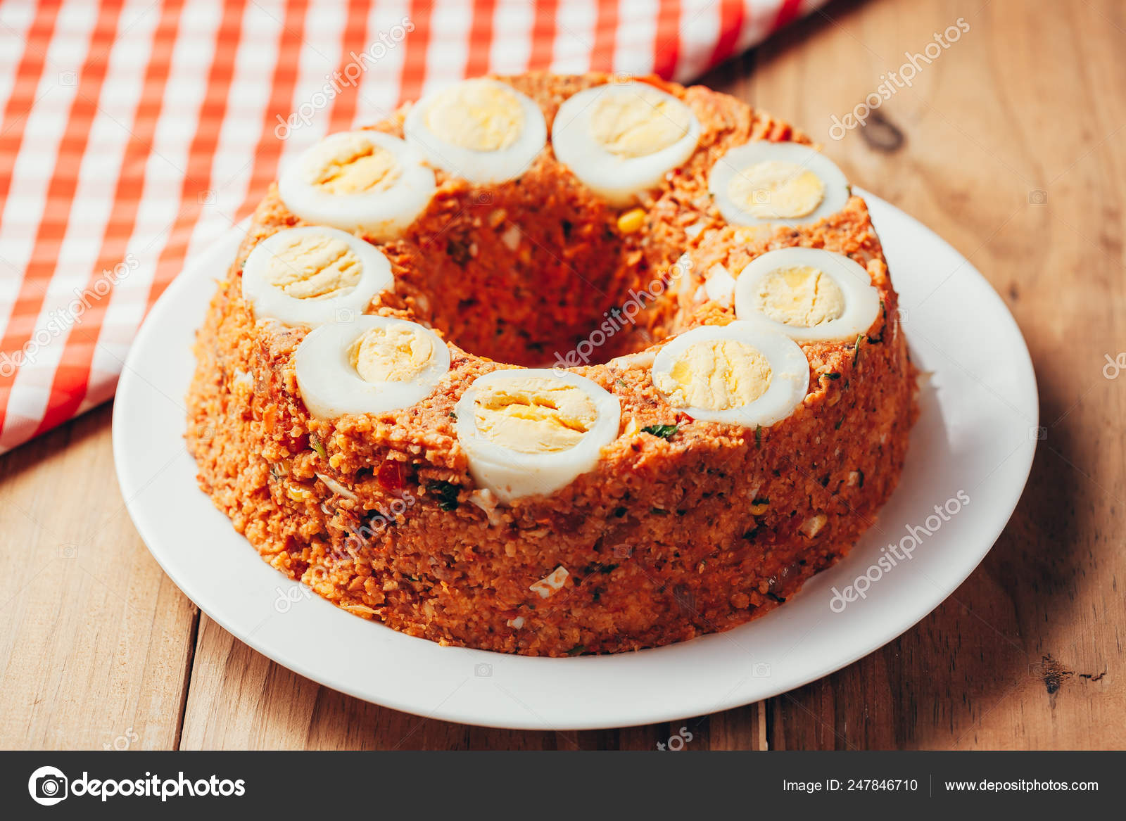 Cuscuz Paulista. Traditional Brazilian food prepared from corn flour