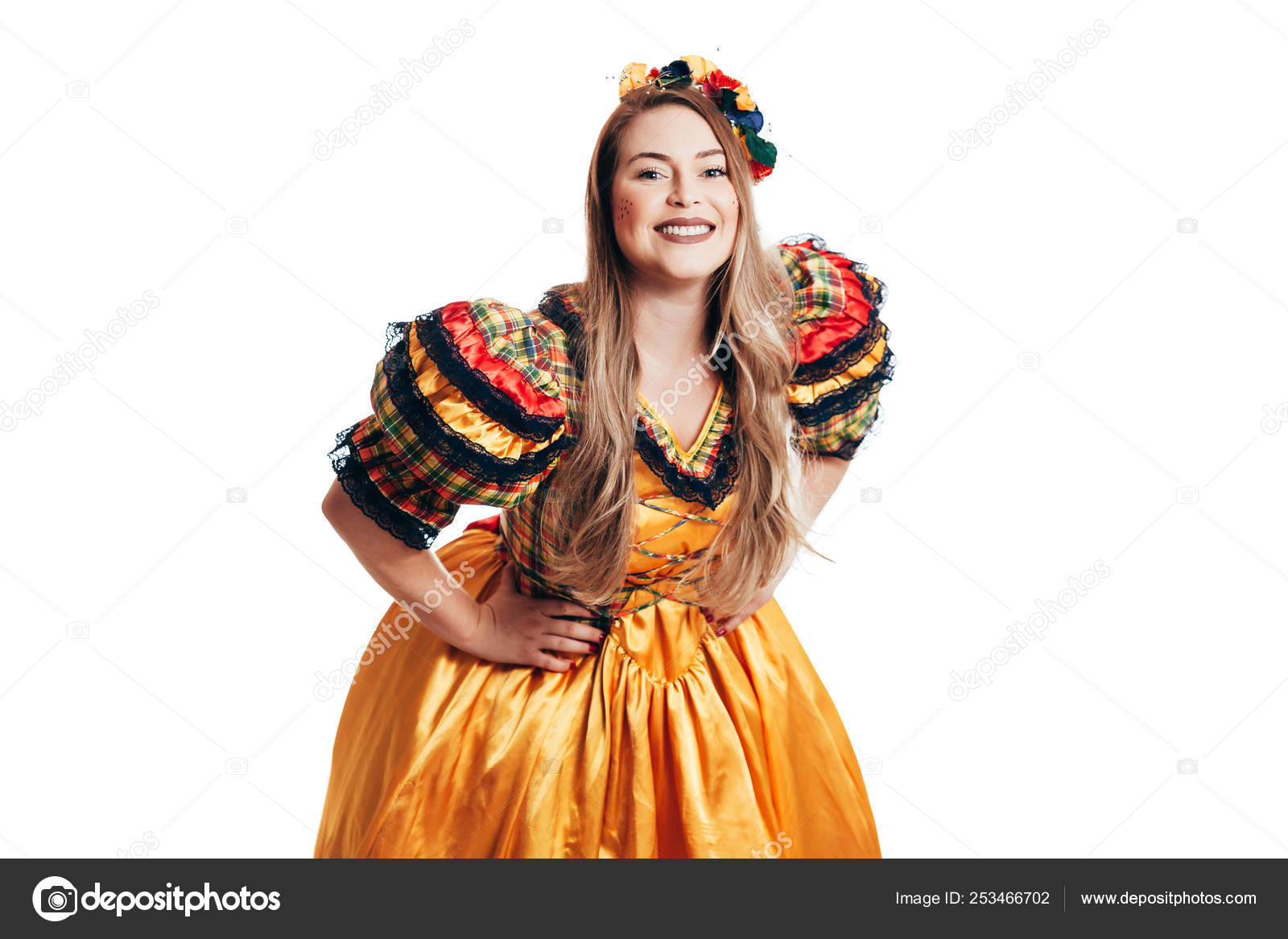 Brazilian Woman Wearing Typical Clothes For The Festa Junina Stock ...