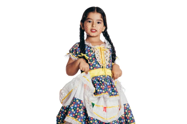 Gadis Brasil mengenakan pakaian khas untuk Festa Junina Ju — Stok Foto