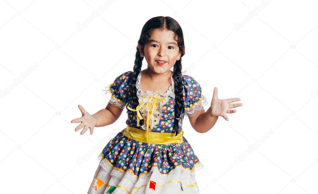 Brazilian girl wearing typical clothes for the Festa Junina - Ju