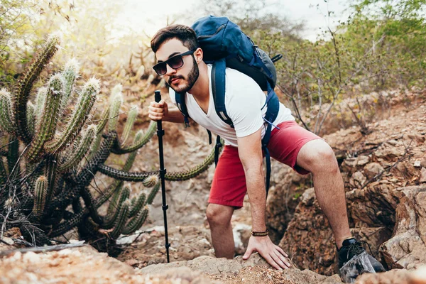 Caminhadas Mochileiros Jovens Uma Região Semiárida Brasil Conhecida Como Caatinga — Fotografia de Stock