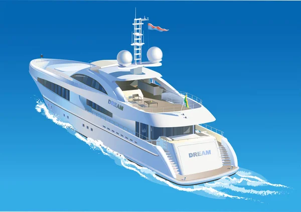 Illustration Vectorielle Couleur Yacht Déplace Sur Mer — Image vectorielle