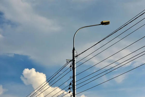 Farola Con Cables Alambres — Foto de Stock